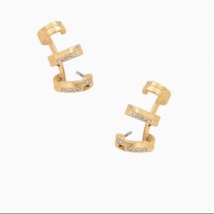 NWT Stella & Dot Gold Pave Trio Earrings